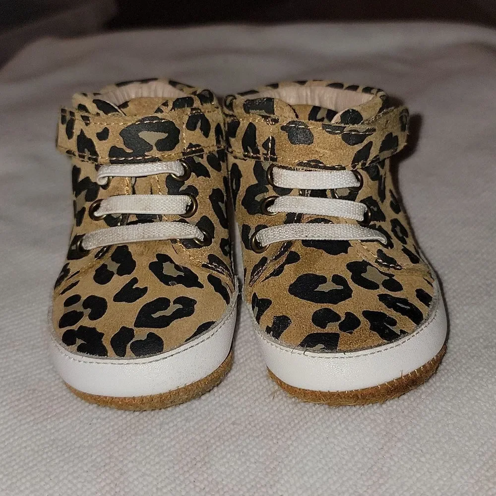 MONKEY FEET High Top Elastic Lace Leather Soft Bottom Moccasin Shoes 6-12 months